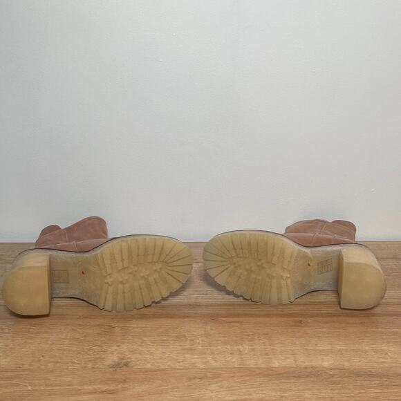 Free People Brown Leather Jack Zip Ankle Boots Lug Sole Size 7 Made in Spain - Picture 7 of 7